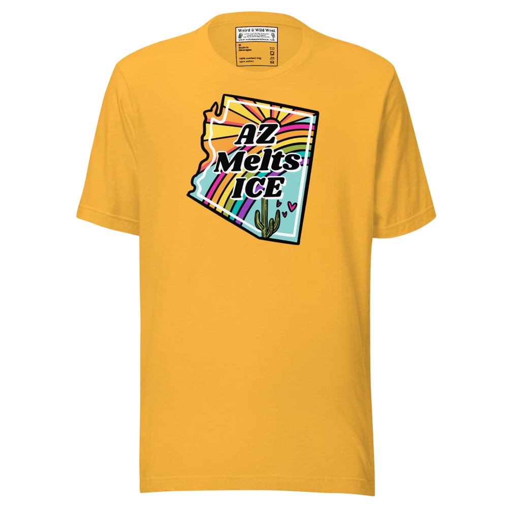 AZ Melts Ice T-shirt — Heather Yellow Gold, flat front view