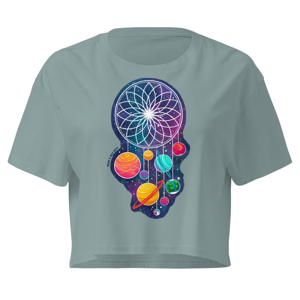 Cosmic Dreams Crop Top — Mineral, flat front view