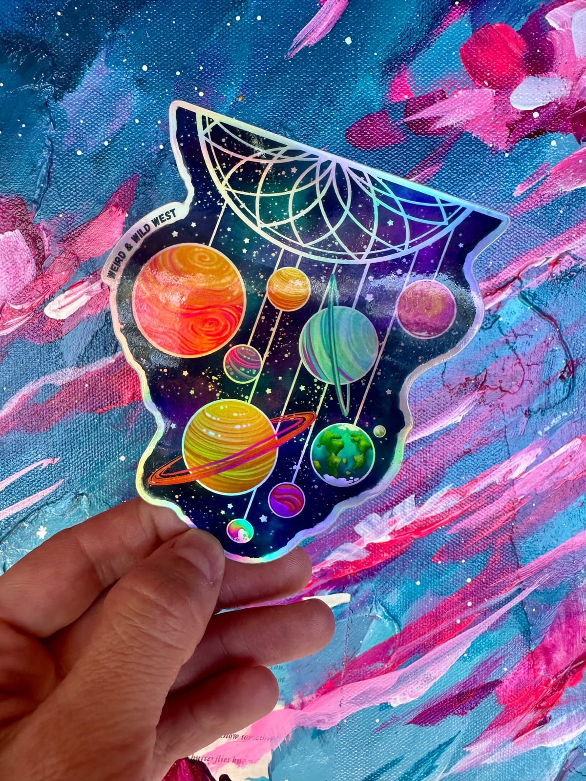 Cosmic Dreams — original hand-drawn artwork on Cosmic Dreams Metallic Sticker