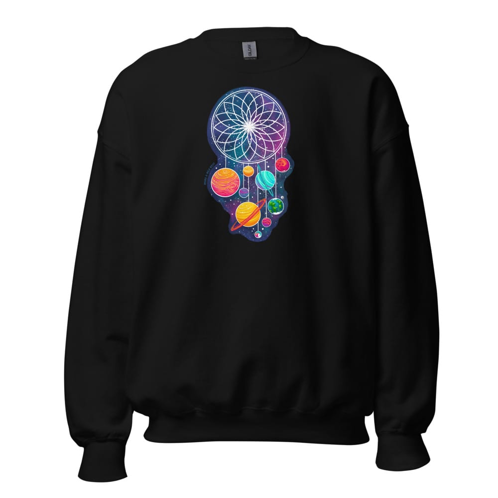 Cosmic Dreams Sweatshirt — Black, flat front view