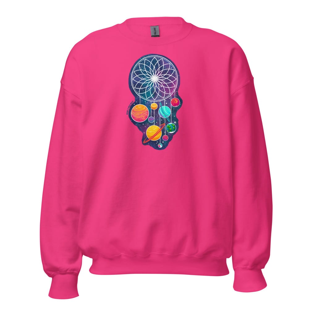 Cosmic Dreams Sweatshirt — Heliconia, flat front view