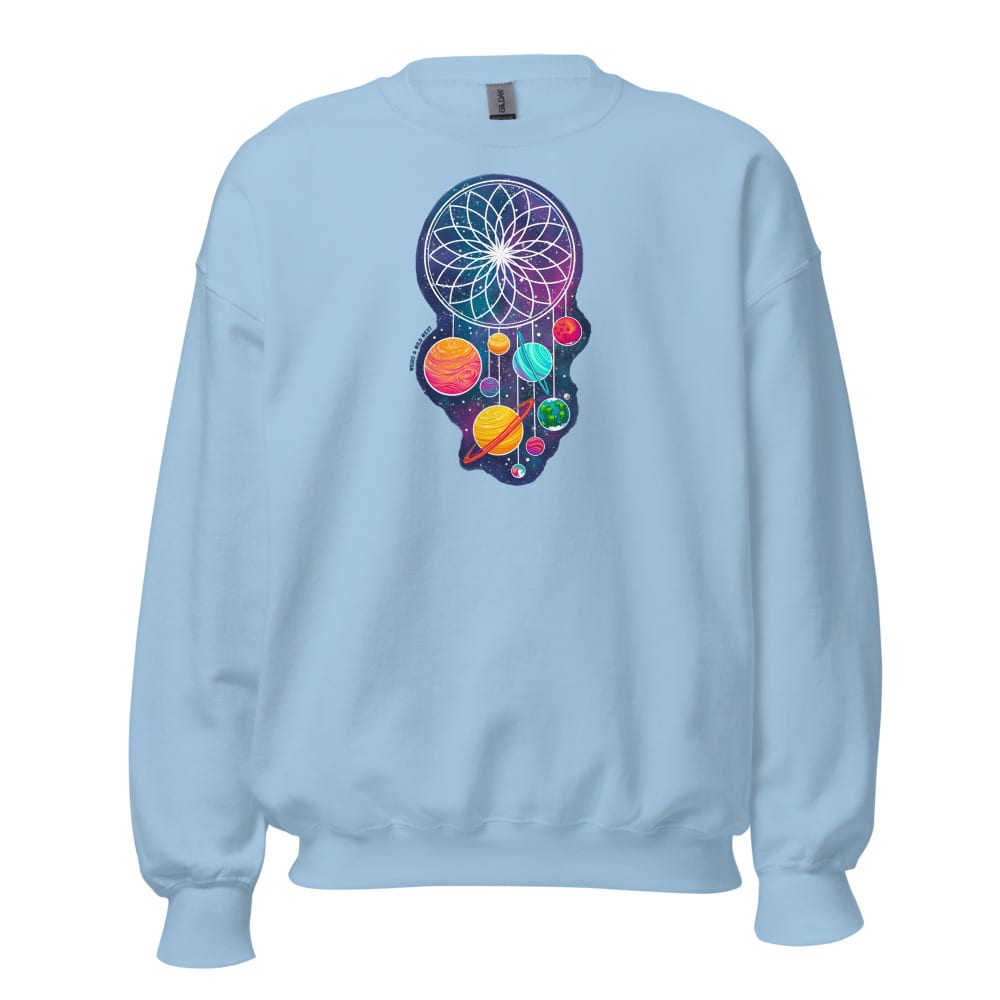 Cosmic Dreams Sweatshirt — Light Blue, flat front view