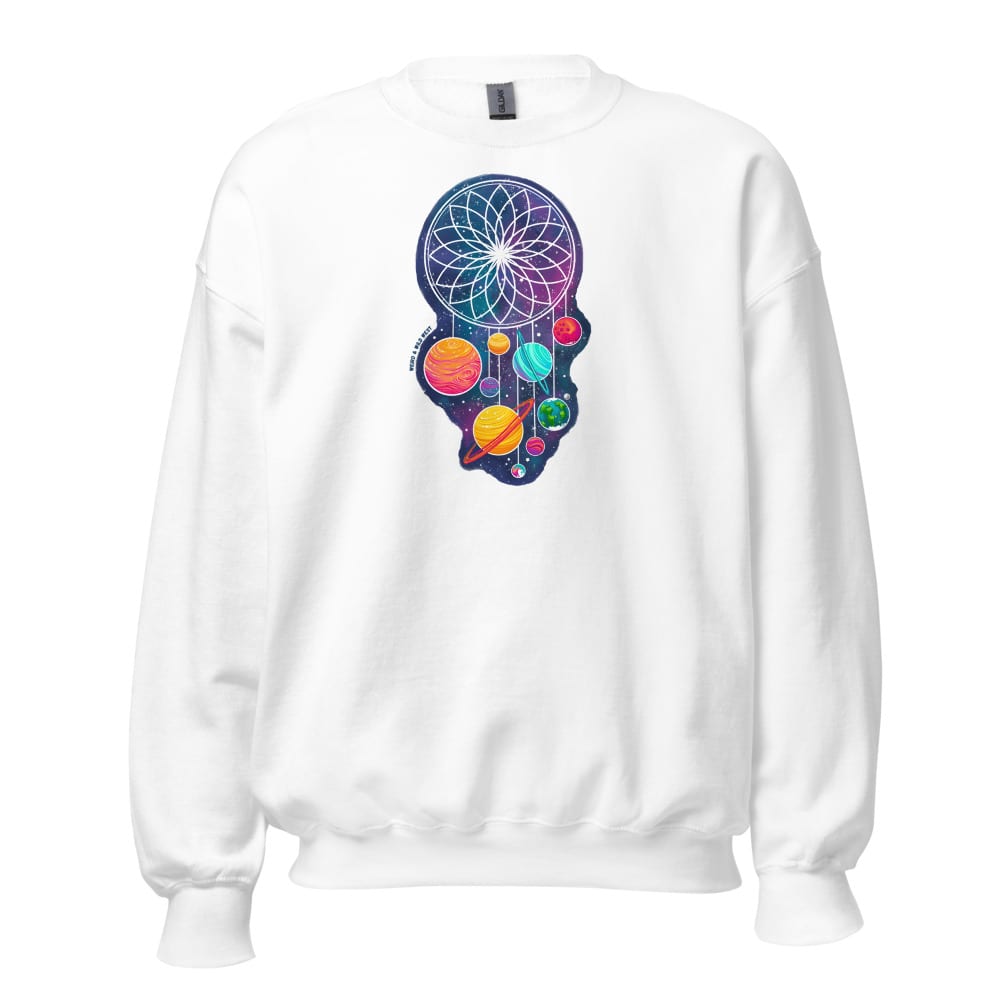 Cosmic Dreams Sweatshirt — White, flat front view