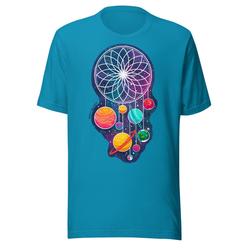 Cosmic Dreams T-shirt — Aqua, flat front view