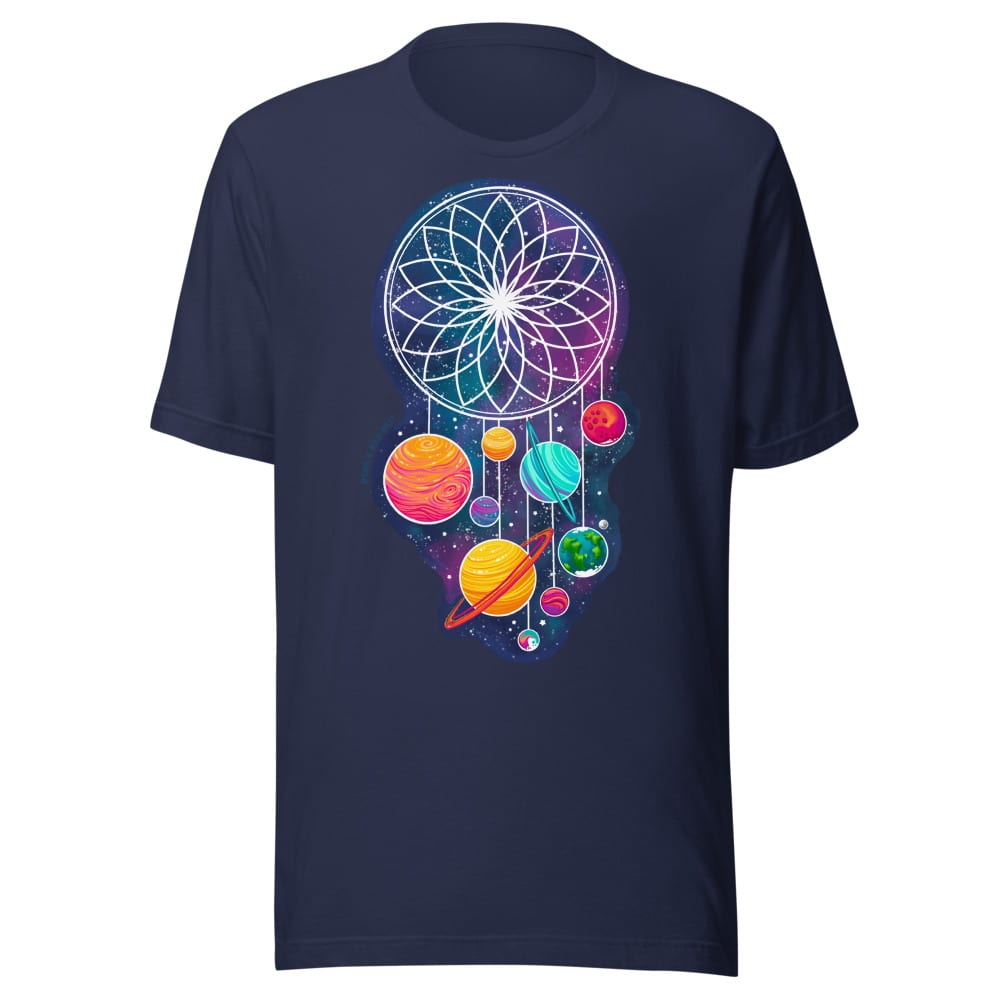Cosmic Dreams T-shirt — Navy, flat front view