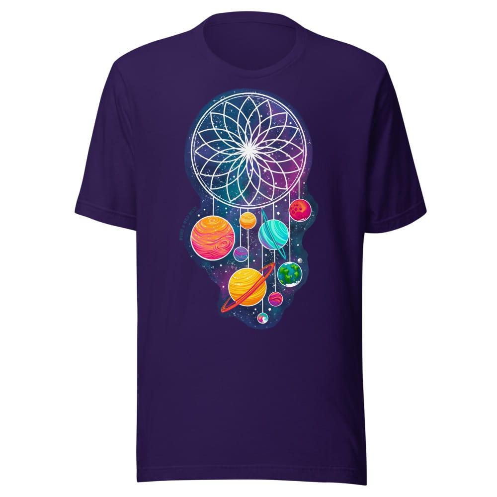 Cosmic Dreams T-shirt — Team Purple, flat front view