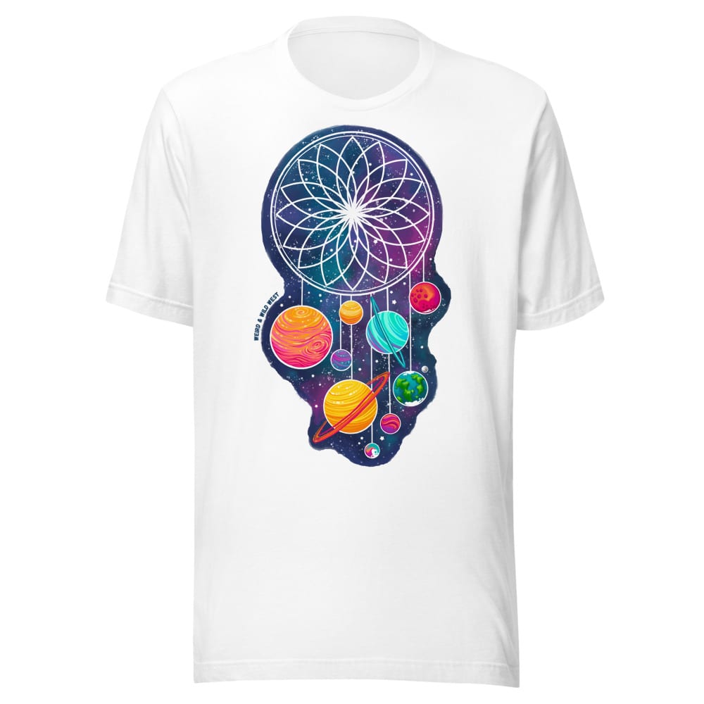 Cosmic Dreams T-shirt — White, flat front view