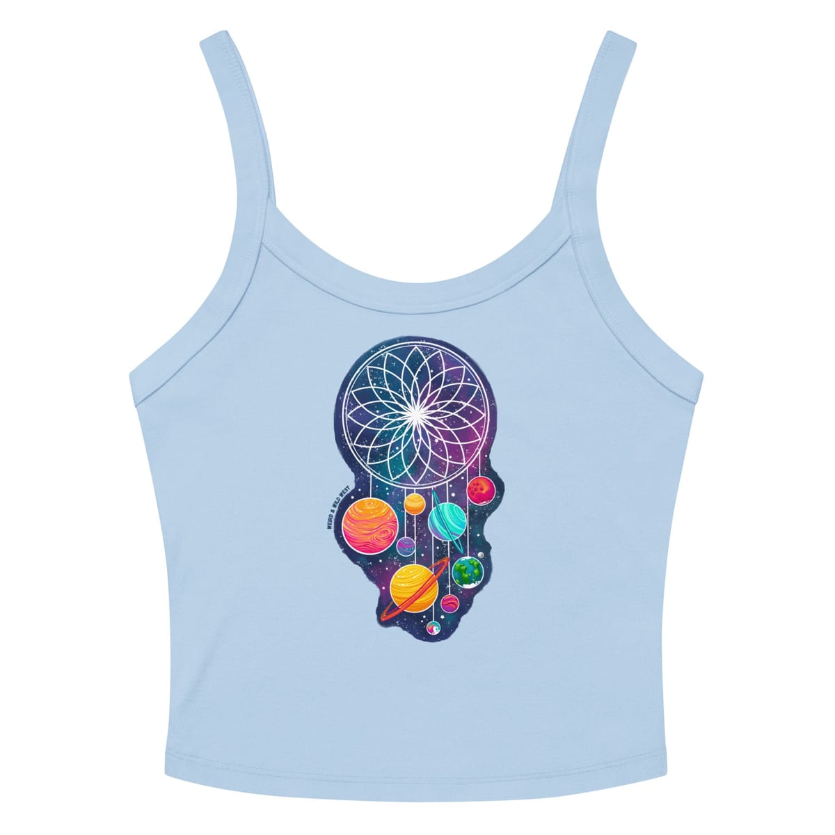 Cosmic Dreams Tank Top — Solid Baby Blue Blend, flat front view