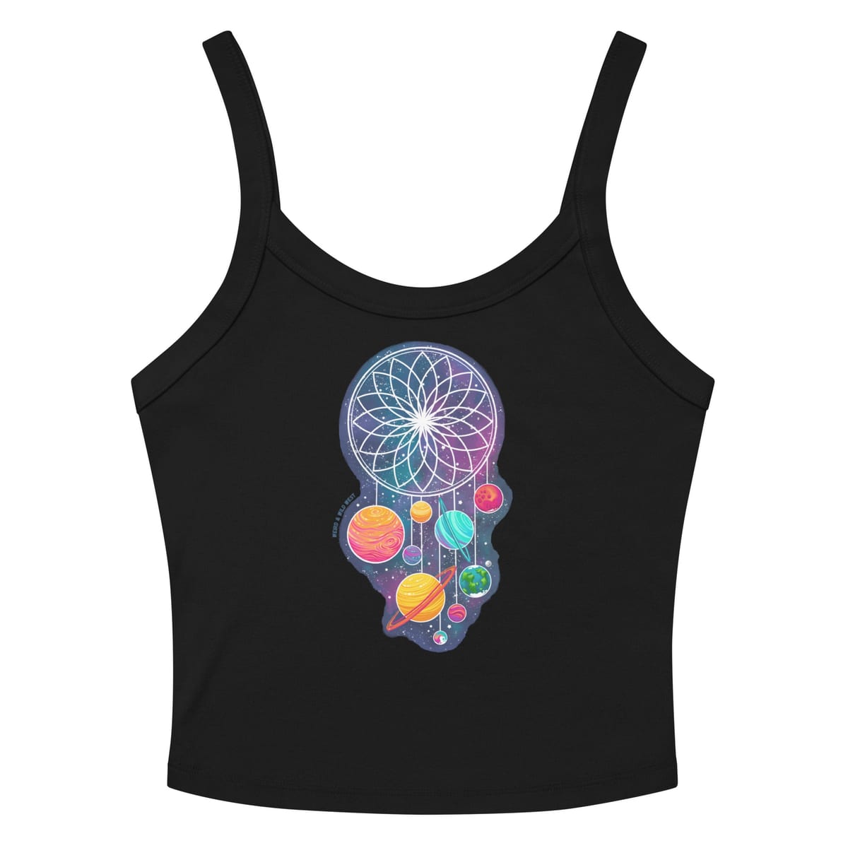 Cosmic Dreams Tank Top — Solid Black Blend, flat front view