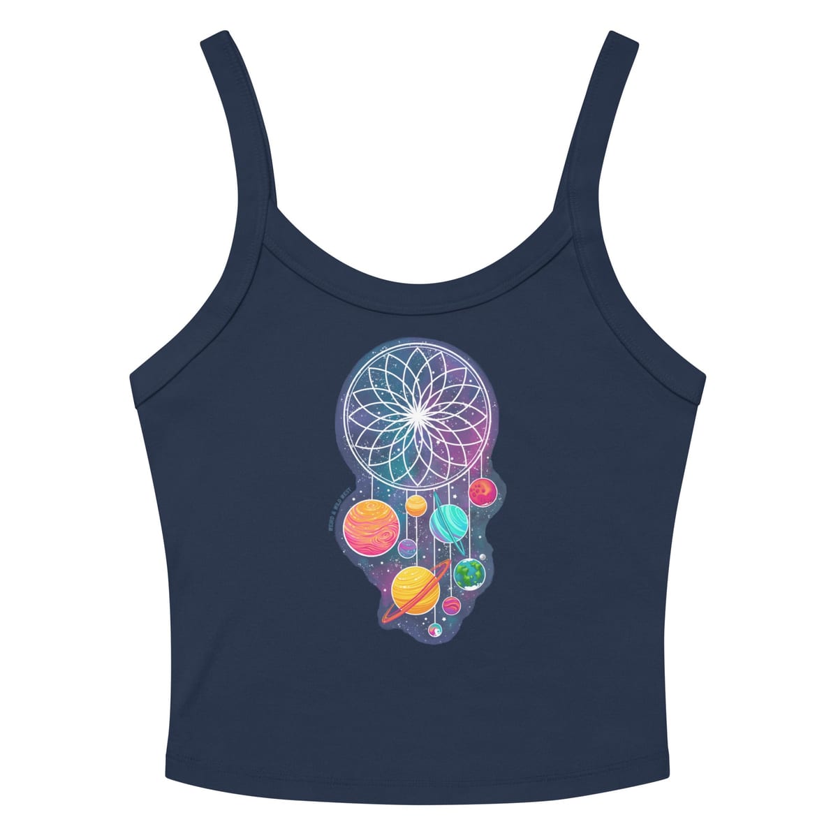Cosmic Dreams Tank Top — Solid Navy Blend, flat front view