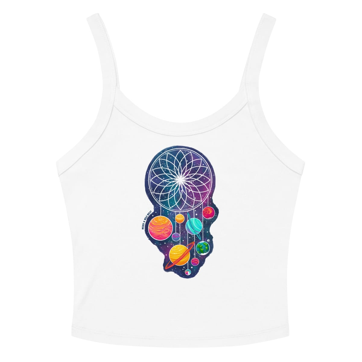 Cosmic Dreams Tank Top — Solid White Blend, flat front view