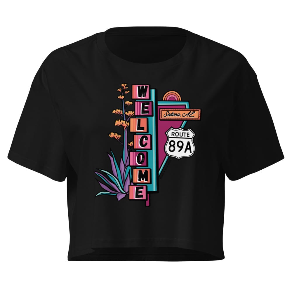 Cruisin' On 89A Crop Top — Black, flat front view