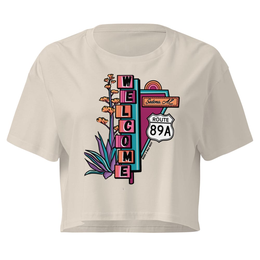 Cruisin' On 89A Crop Top — Bone, flat front view