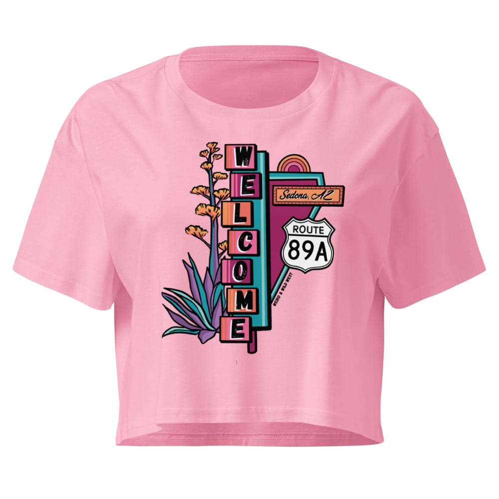 Cruisin' On 89A Crop Top — Bubblegum, flat front view