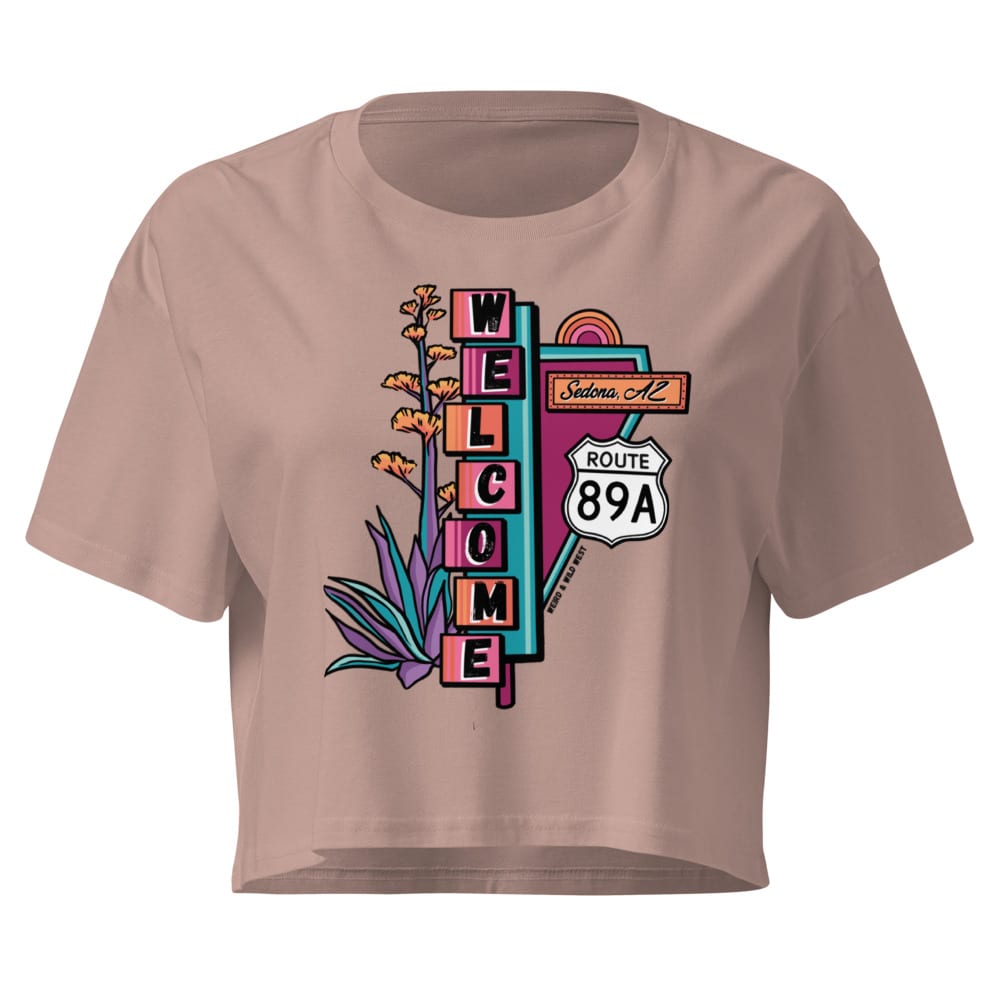 Cruisin' On 89A Crop Top — Hazy Pink, flat front view