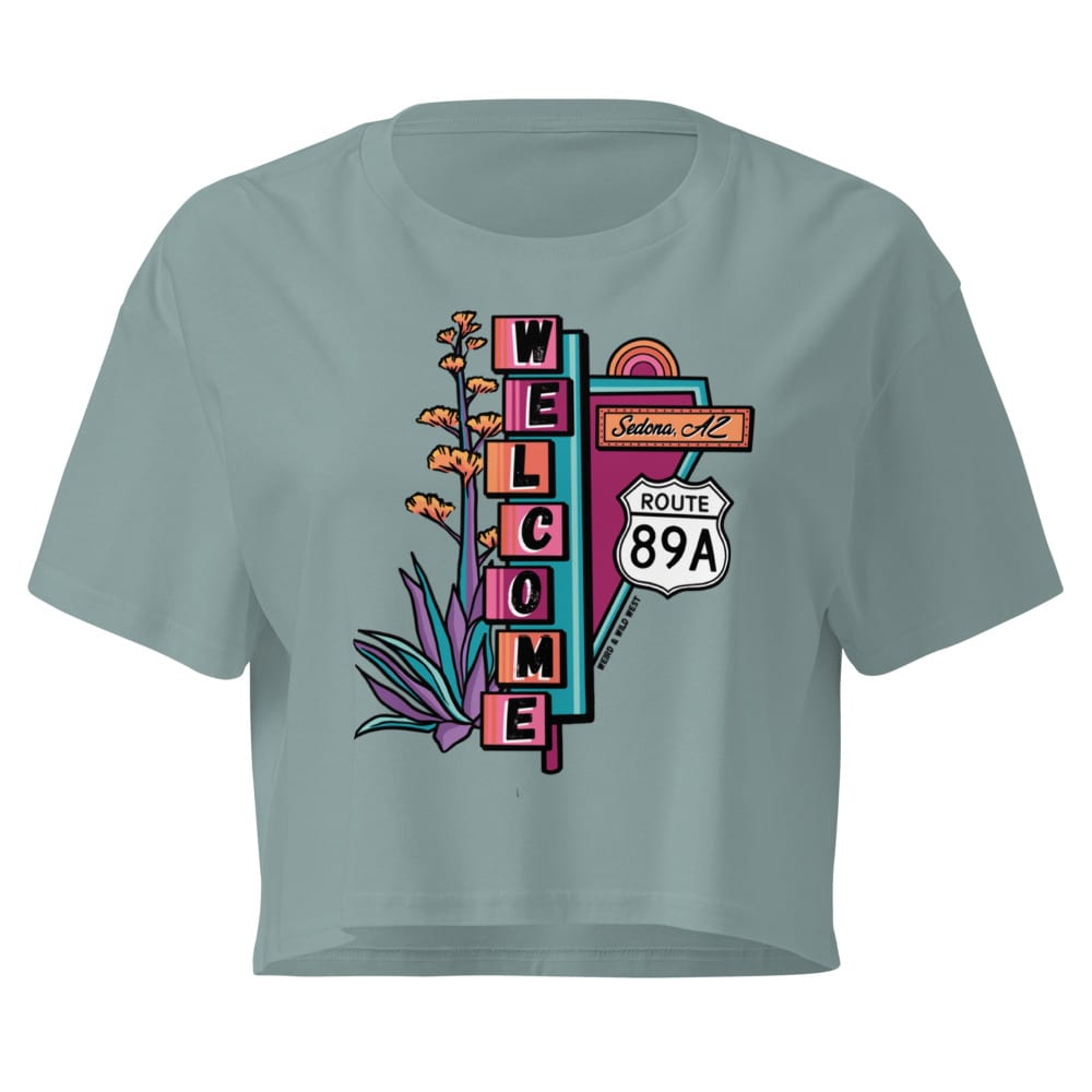 Cruisin' On 89A Crop Top — Mineral, flat front view