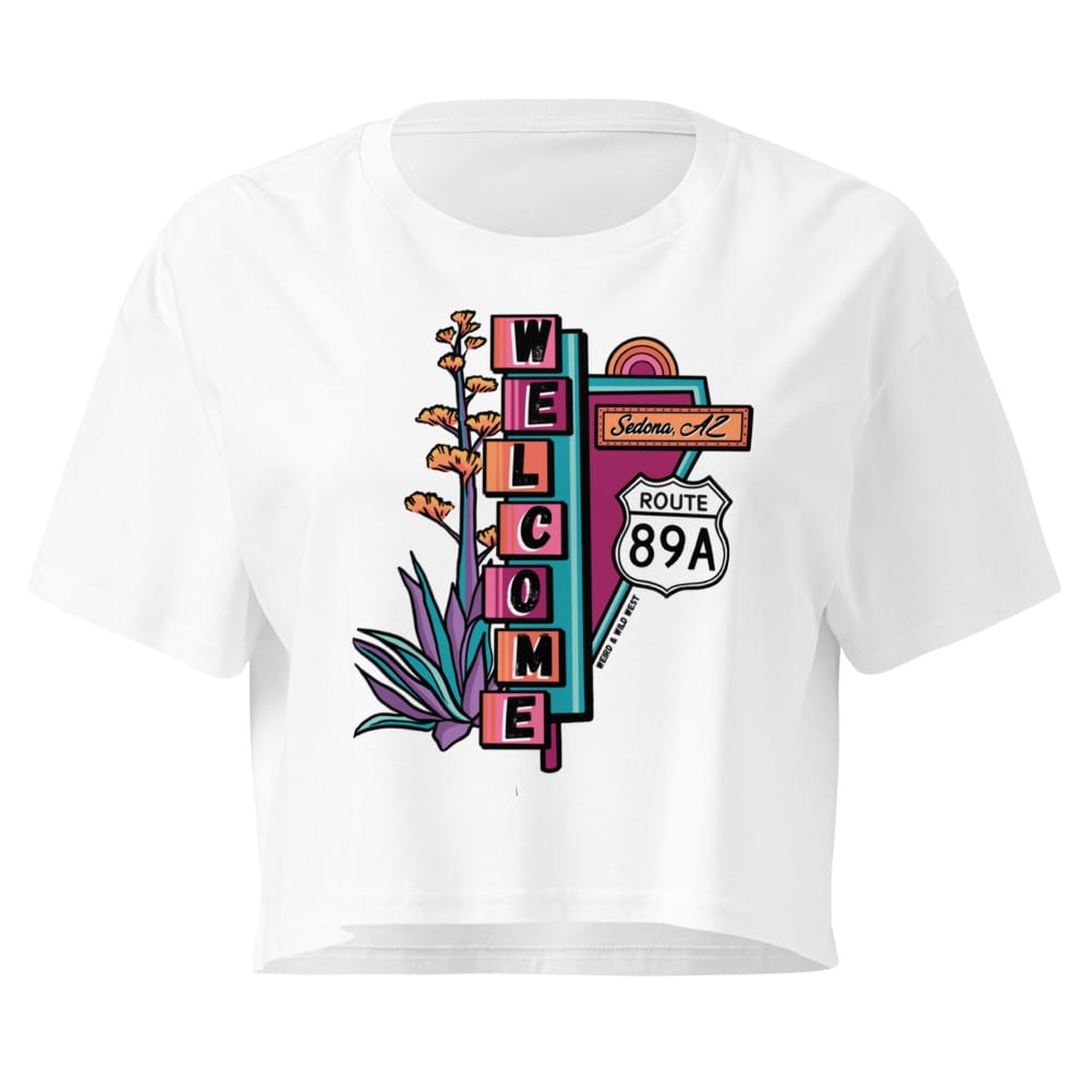 Cruisin' On 89A Crop Top — White, flat front view