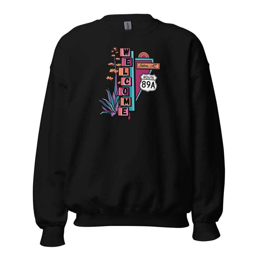 Cruisin' On 89A Sweatshirt — Black, flat front view