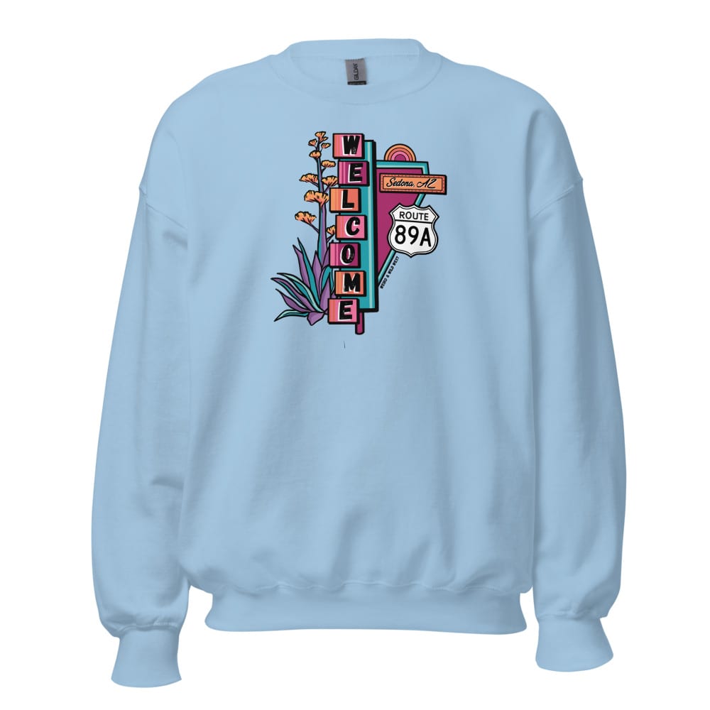 Cruisin' On 89A Sweatshirt — Light Blue, flat front view