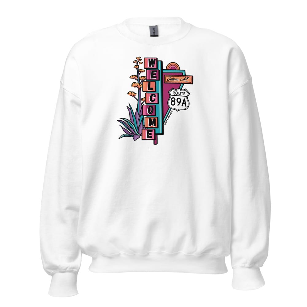 Cruisin' On 89A Sweatshirt — White, flat front view