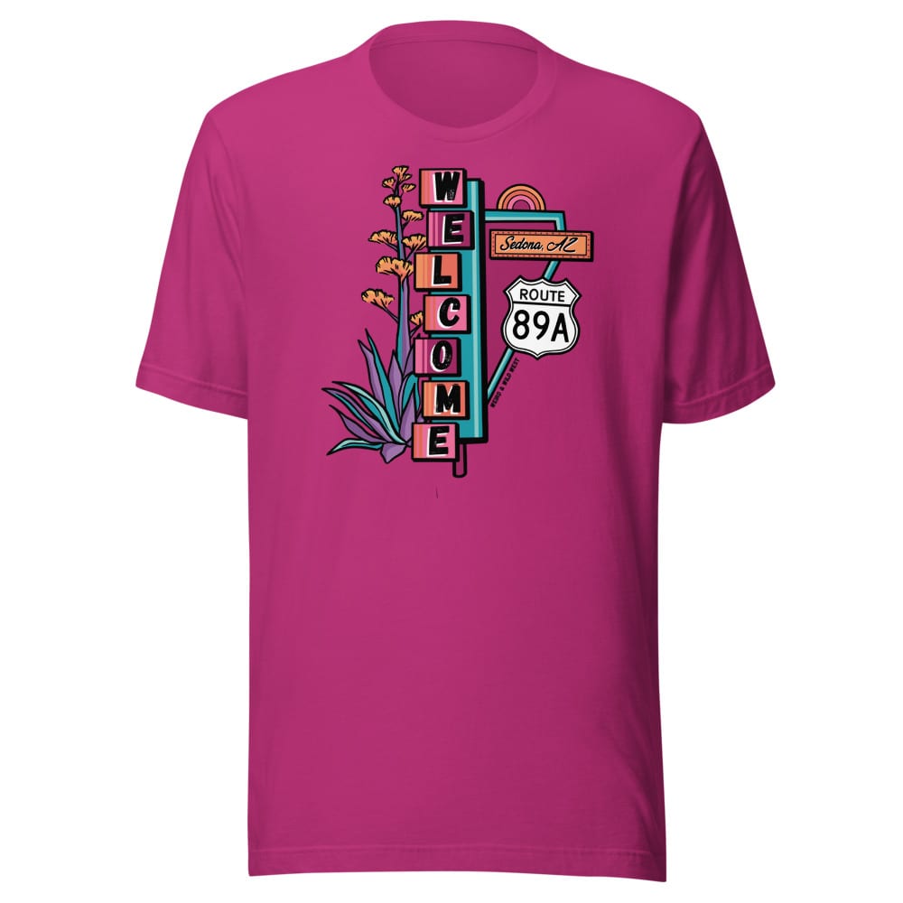 Cruisin' On 89A T-shirt — Berry, flat front view