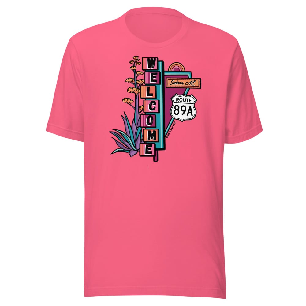 Cruisin' On 89A T-shirt — Charity Pink, flat front view