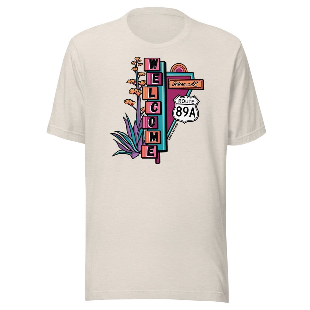 Cruisin' On 89A T-shirt — Heather Dust, flat front view