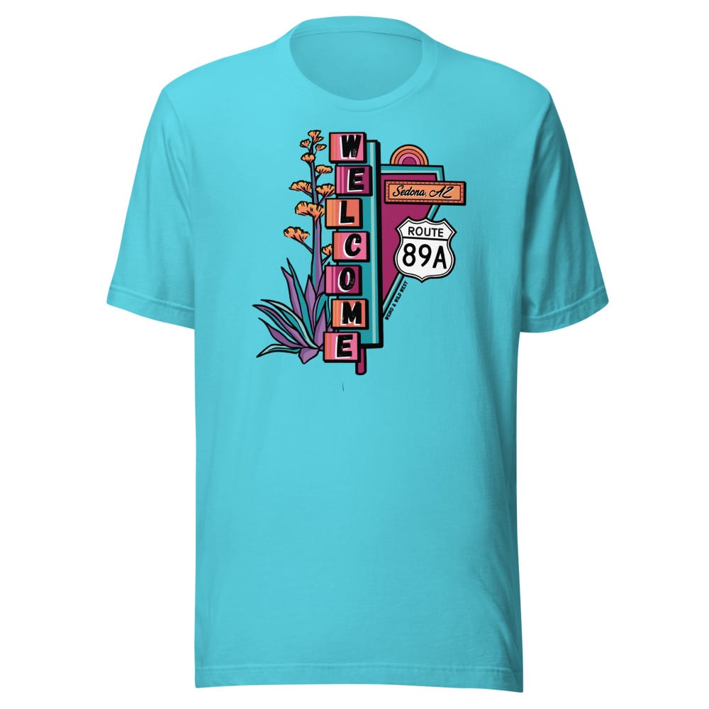 Cruisin' On 89A T-shirt — Turquoise, flat front view