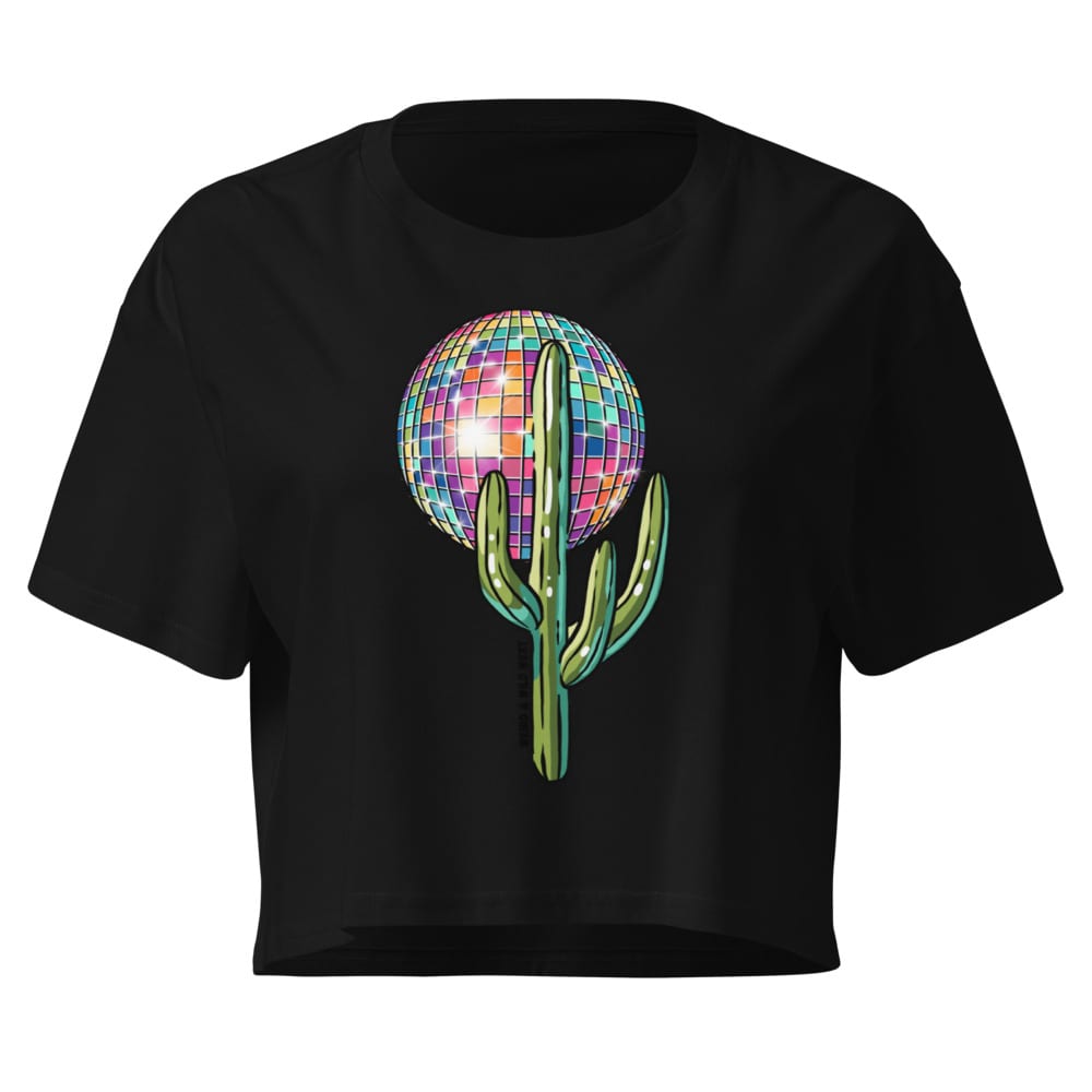 Desert Disco Crop Top — Black, flat front view
