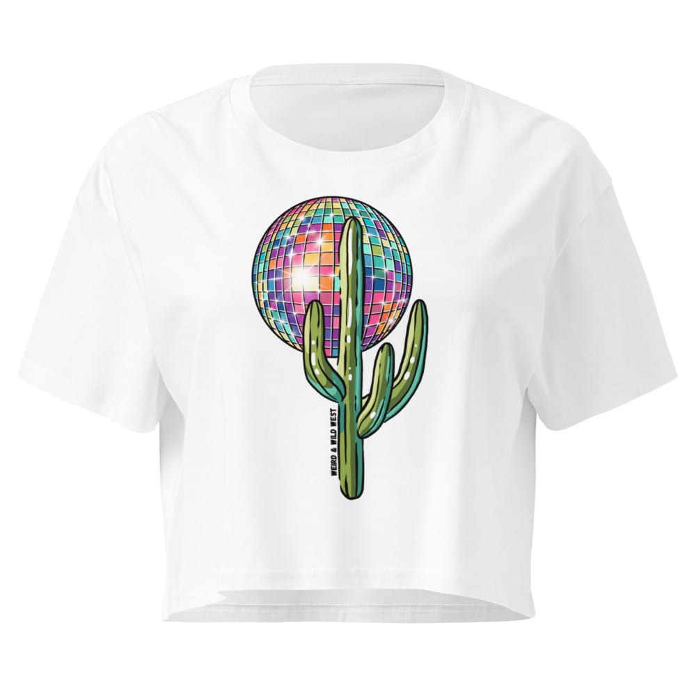Desert Disco Crop Top — White, flat front view
