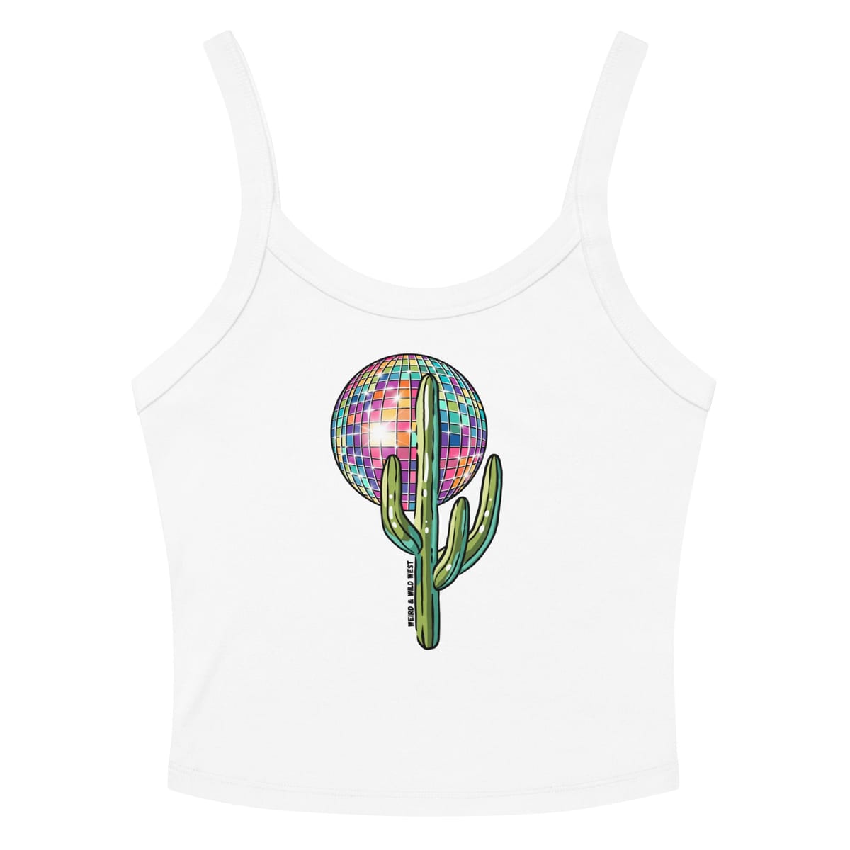 Desert Disco Tank Top — Solid White Blend, flat front view