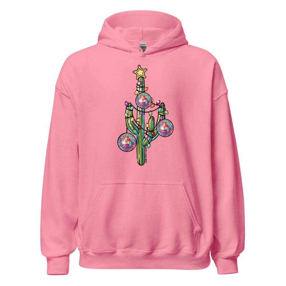 Holly Jolly Cactus Hoodie — Azalea, flat front view