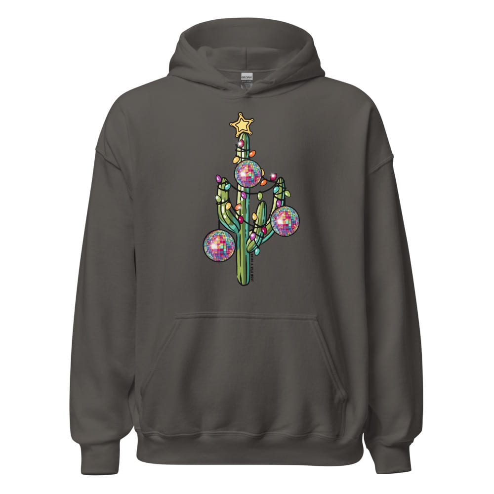 Holly Jolly Cactus Hoodie — Charcoal, flat front view