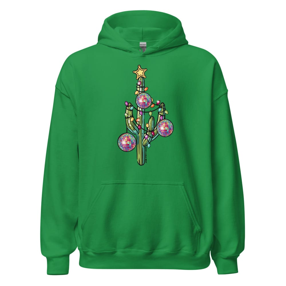 Holly Jolly Cactus Hoodie — Irish Green, flat front view