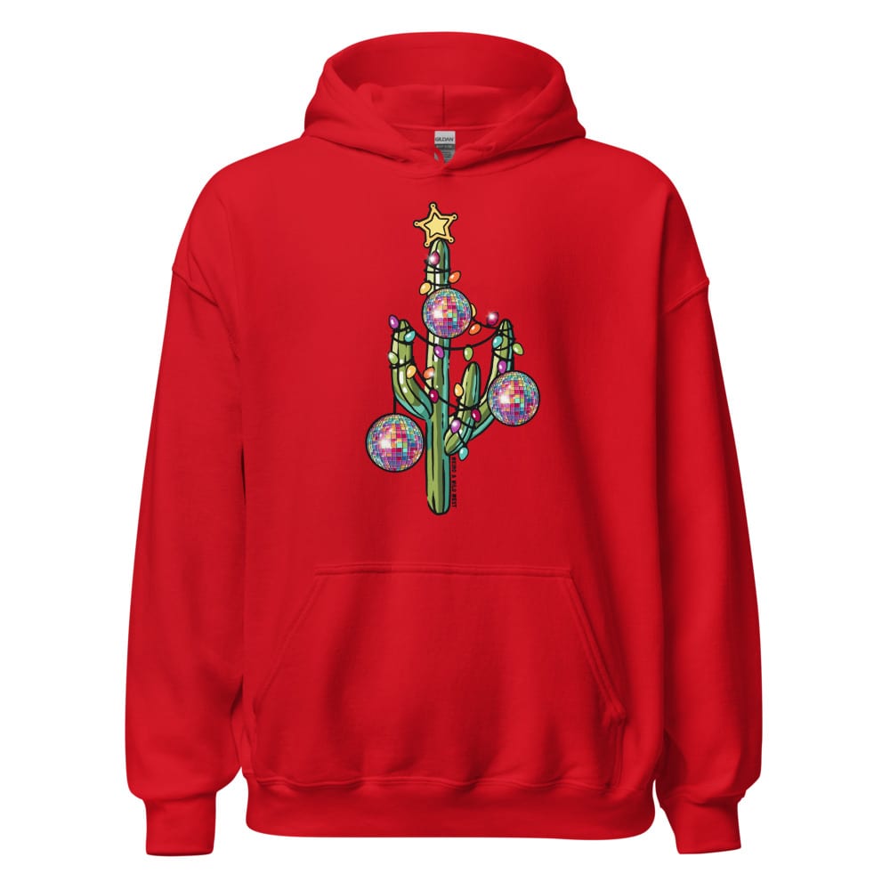 Holly Jolly Cactus Hoodie — Red, flat front view