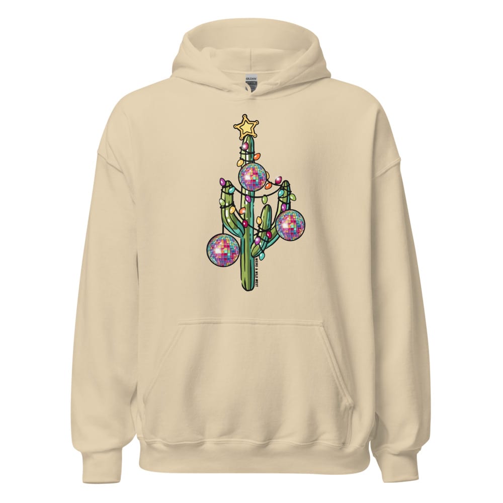Holly Jolly Cactus Hoodie — Sand, flat front view