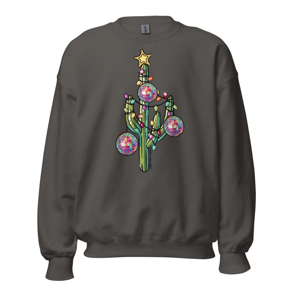 Holly Jolly Cactus Sweatshirt — Charcoal, flat front view