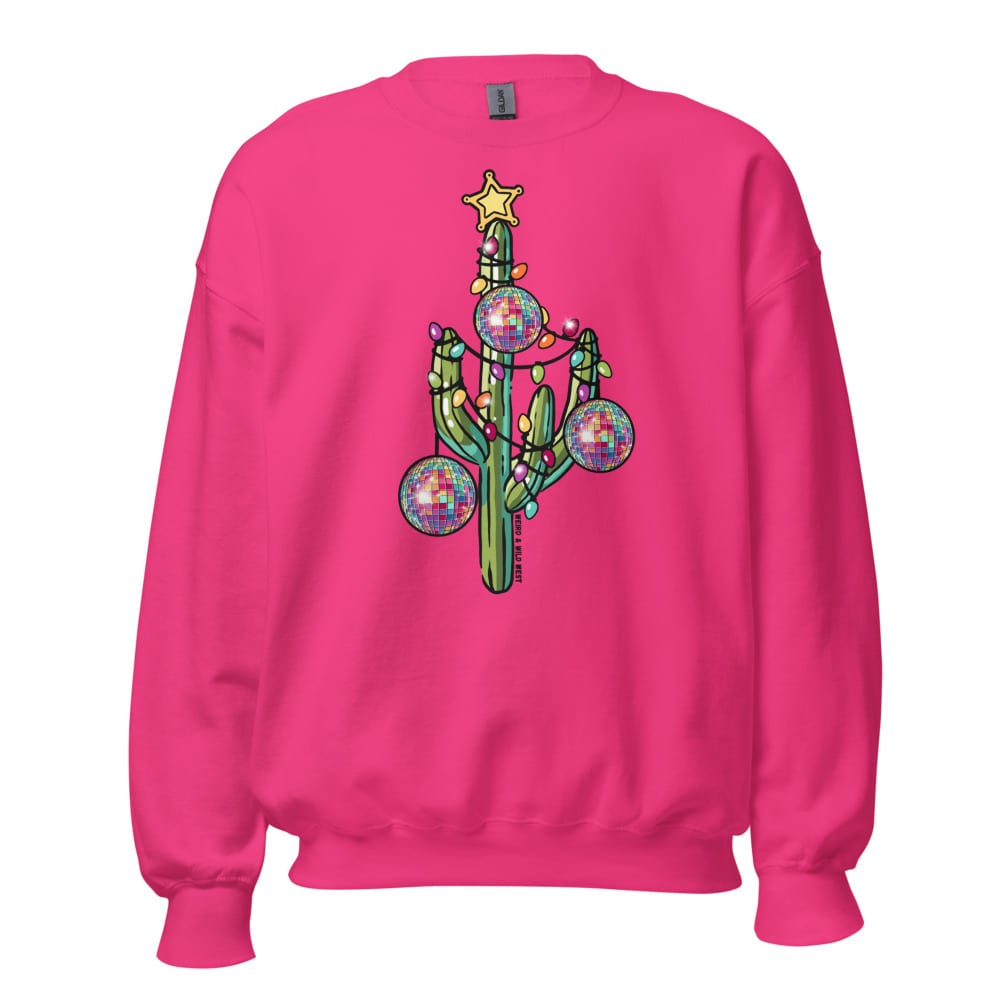 Holly Jolly Cactus Sweatshirt — Heliconia, flat front view