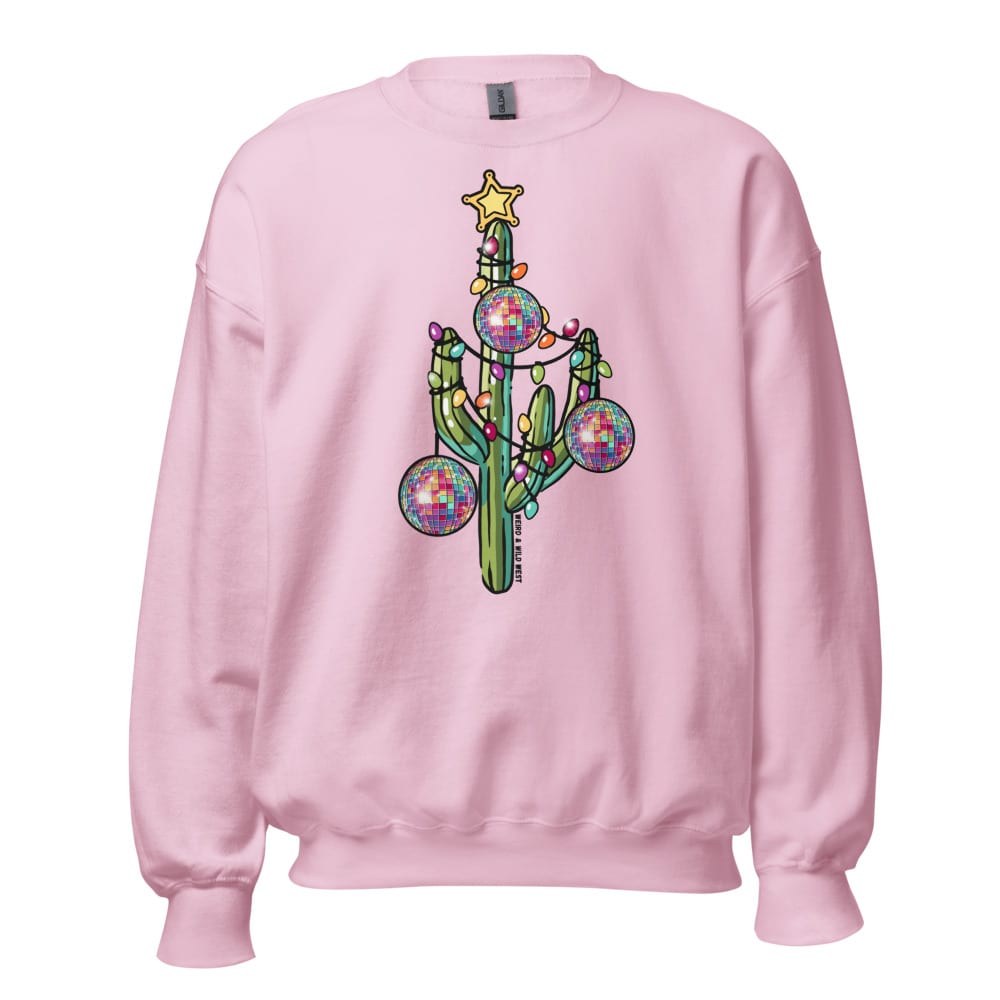 Holly Jolly Cactus Sweatshirt — Light Pink, flat front view