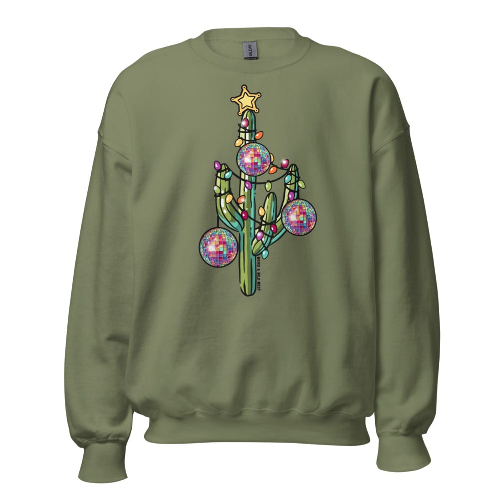 Holly Jolly Cactus Sweatshirt — Military Green, flat front view