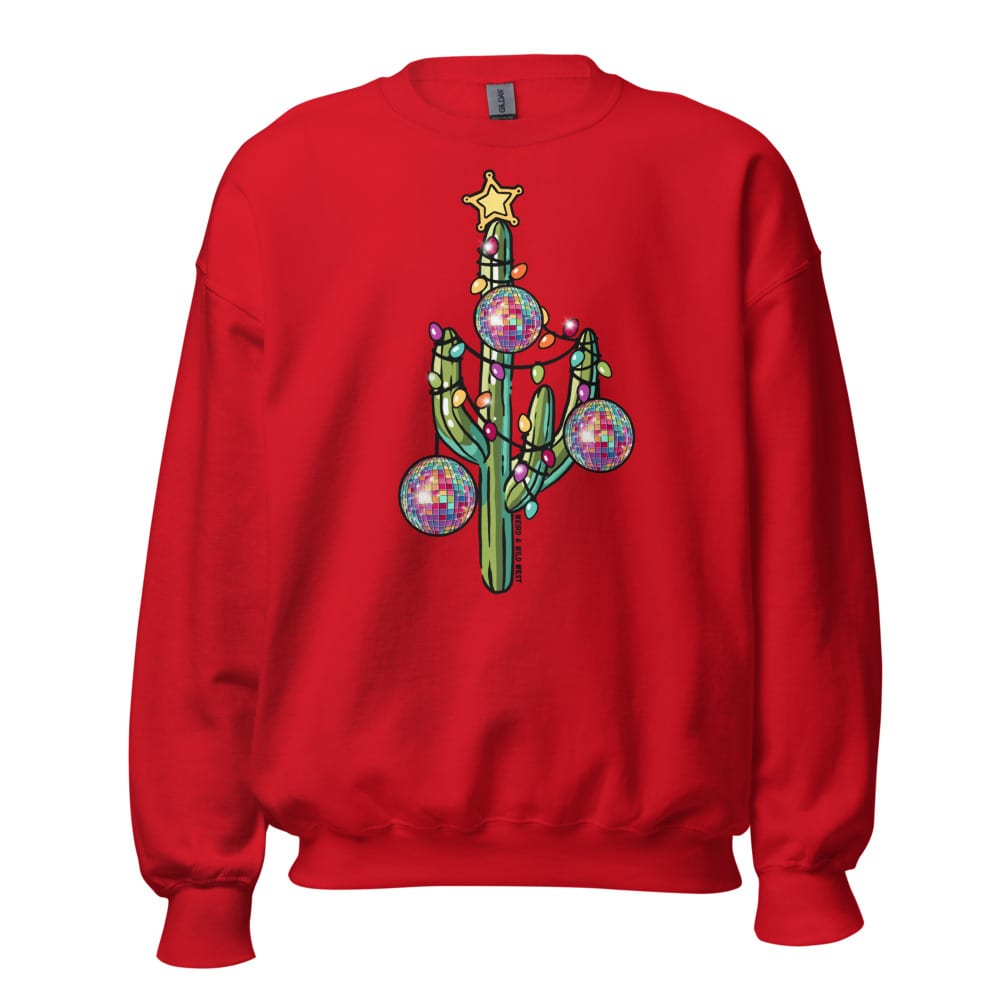 Holly Jolly Cactus Sweatshirt — Red, flat front view