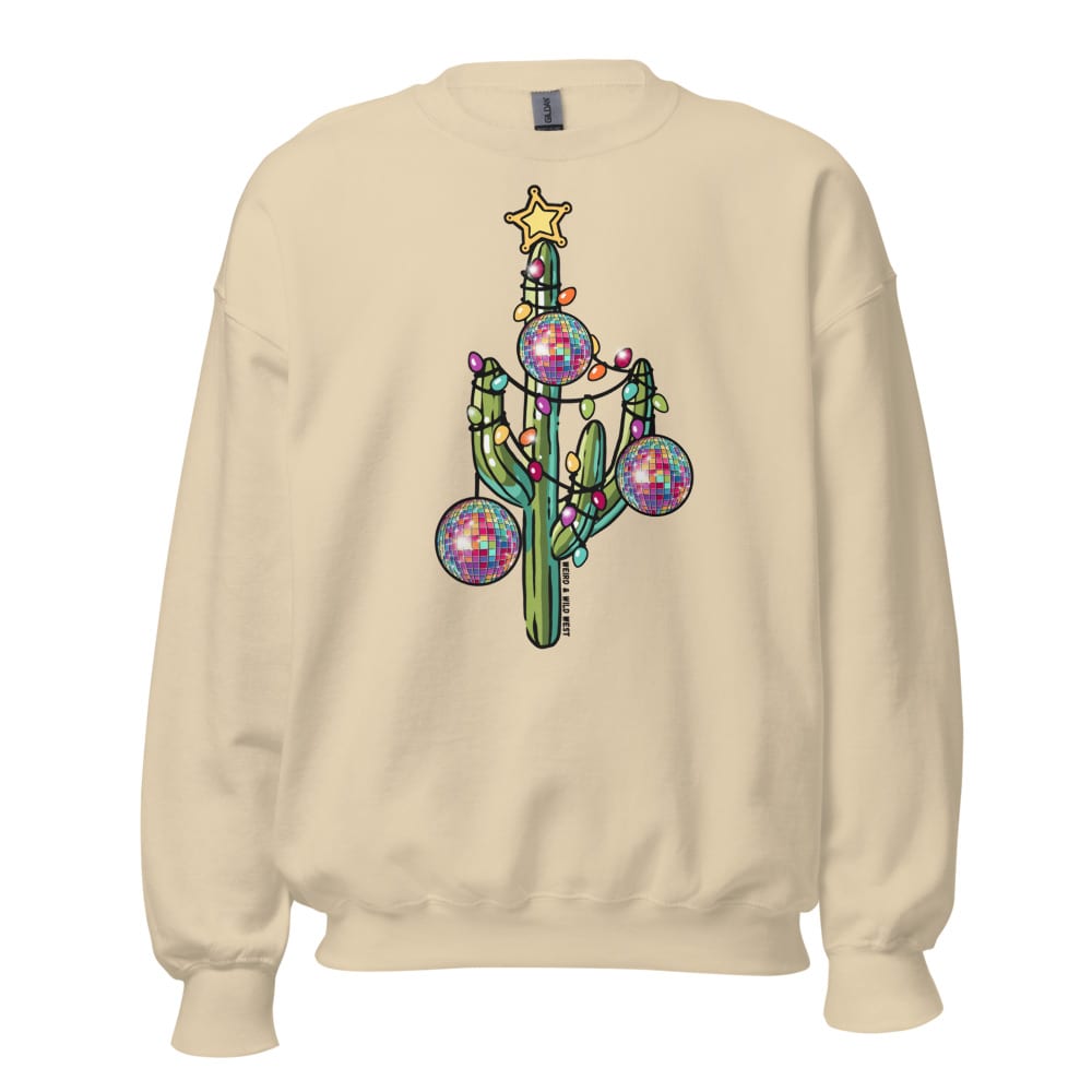 Holly Jolly Cactus Sweatshirt — Sand, flat front view