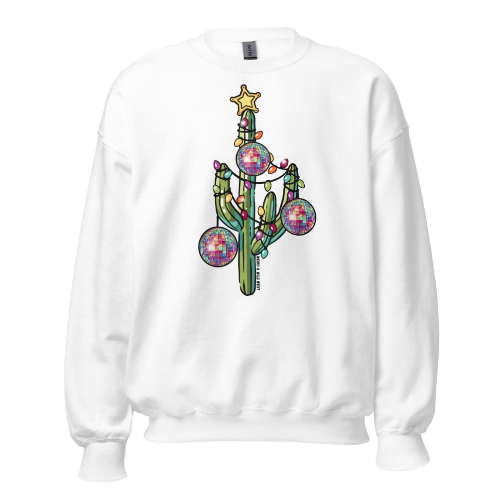 Holly Jolly Cactus Sweatshirt — White, flat front view
