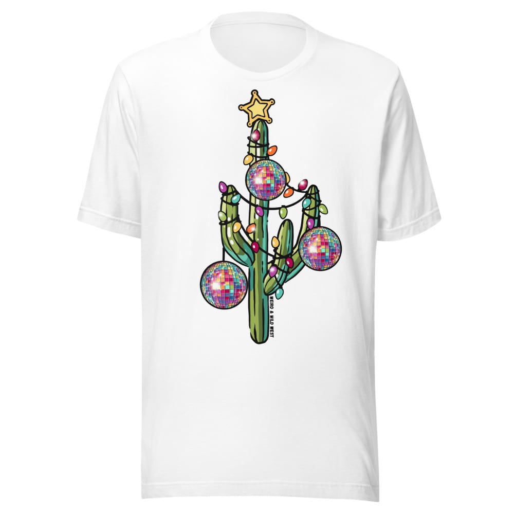 Holly Jolly Cactus T-shirt — White, flat front view
