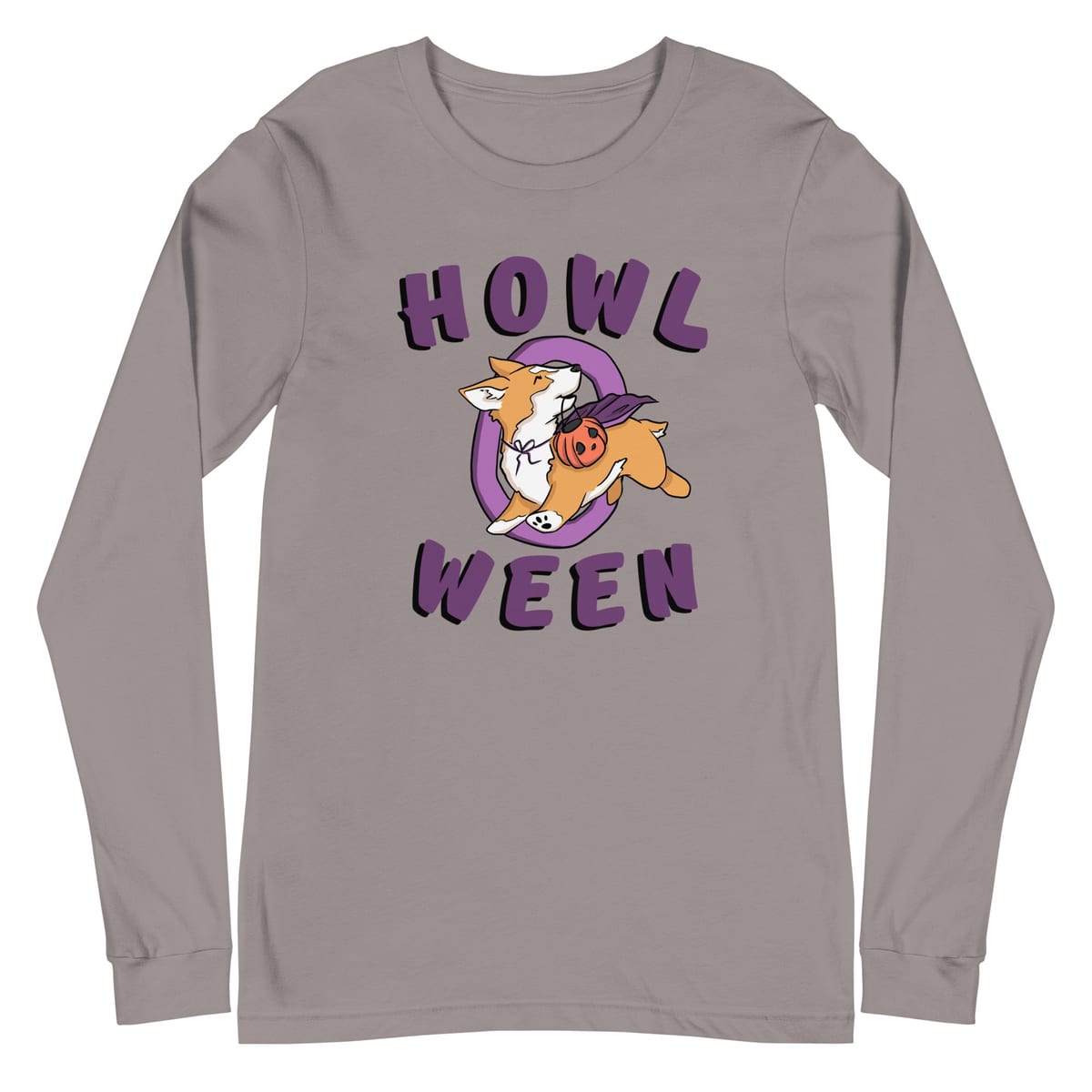 Howl O Ween Long Sleeve Tee — Storm, flat front view