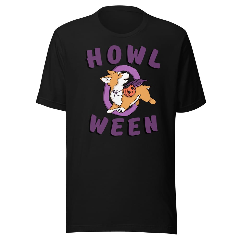 Howl O Ween T-shirt — Black, flat front view