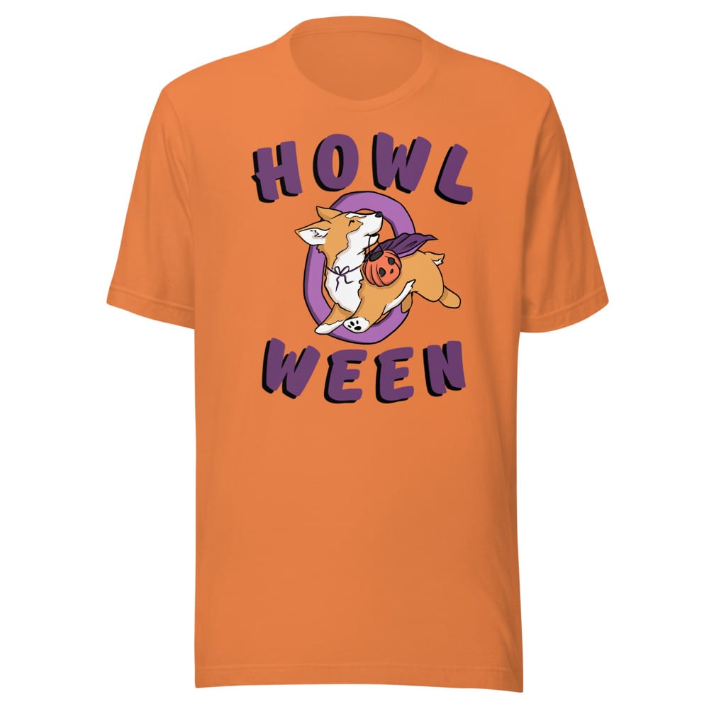 Howl O Ween T-shirt — Burnt Orange, flat front view