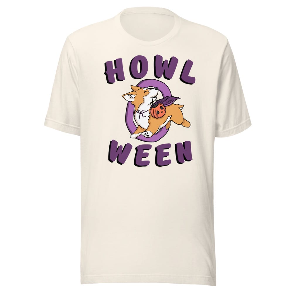 Howl O Ween T-shirt — Vintage White, flat front view