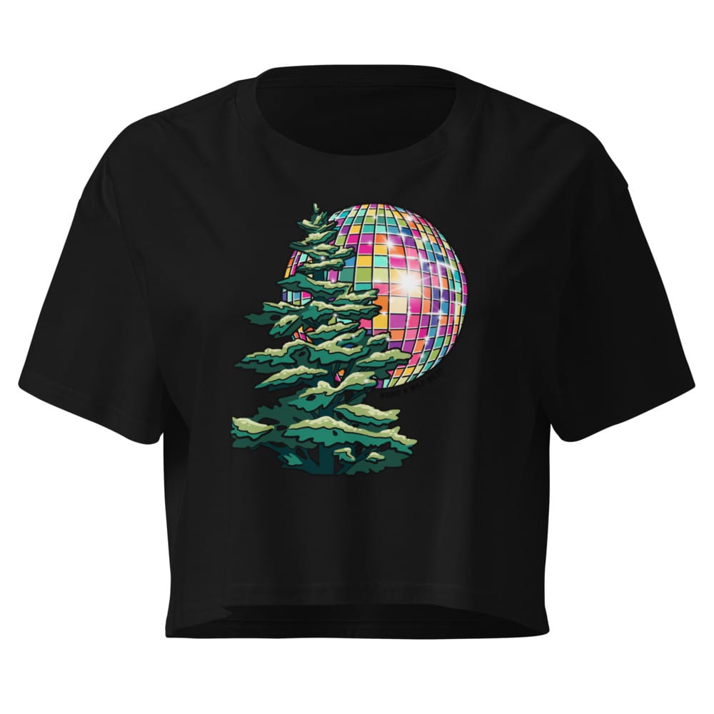 Pine Party Crop Top — Black, flat front view