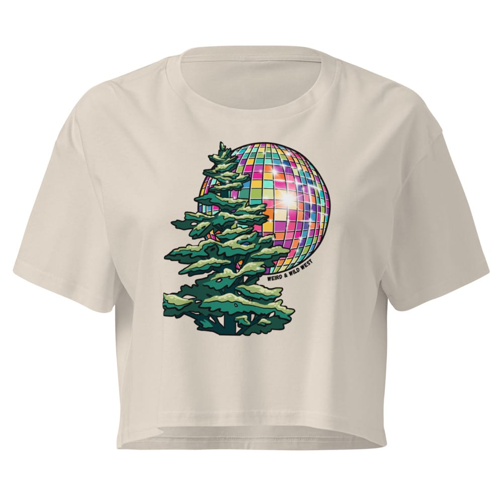 Pine Party Crop Top — Bone, flat front view